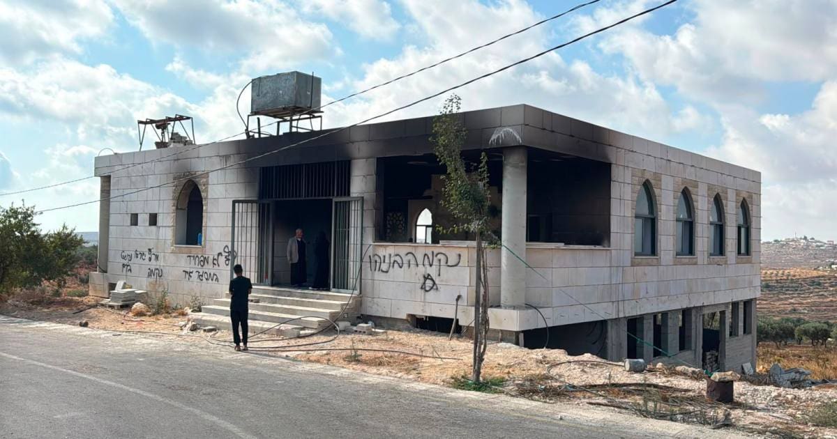 فلسطين-نابلس- قصرة- مسجد الرحمة الذي حرقه المستوطنون في 26 يوليو 2026